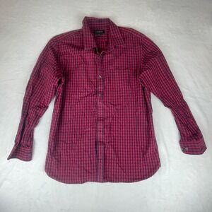 Banana Republic Shirt Mens XL Red Gingham Soft‎ Washed Tailored Fit Button Down